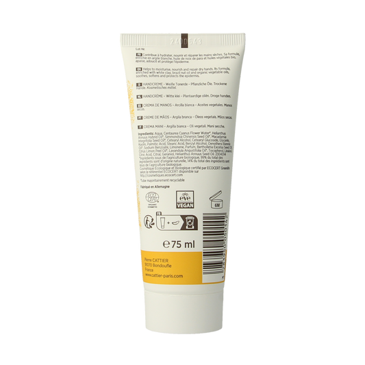 Cattier Handcreme witte klei 75.00 Milliliter