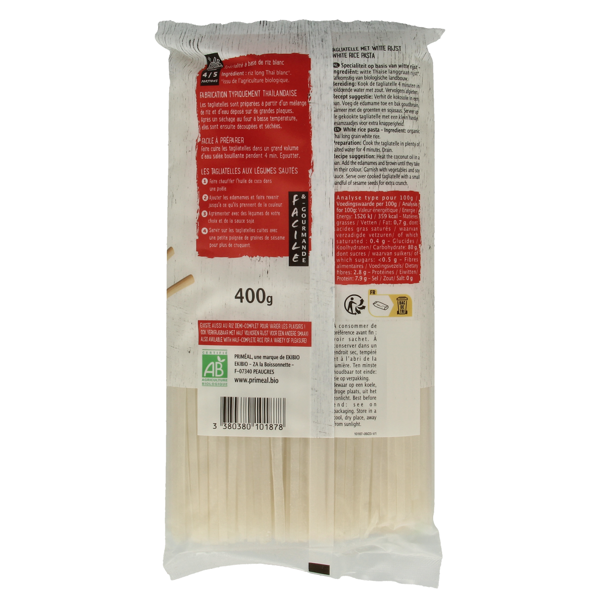 Primeal Rijstnoedels van witte rijst bio 400.00 Gram