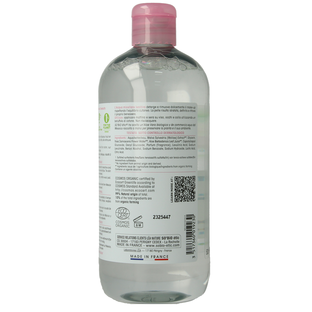 So Bio Etic Hydra aloe vera micellar water 500.00 Milliliter