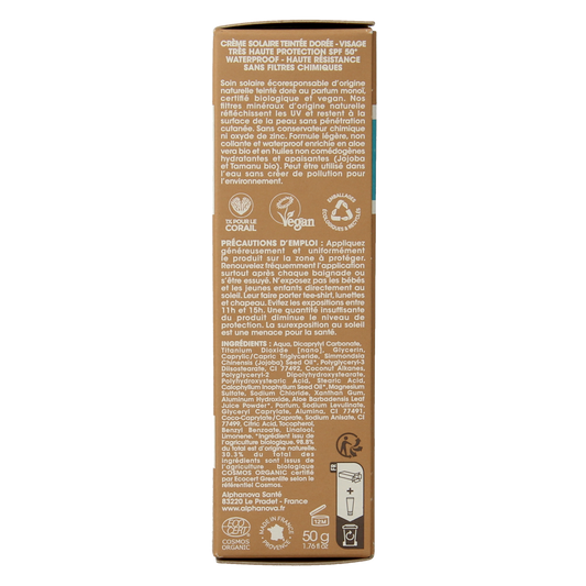 Alphanova Sun Sun bio tinted sunscreen cream golden SPF50+ 50.00 Gram