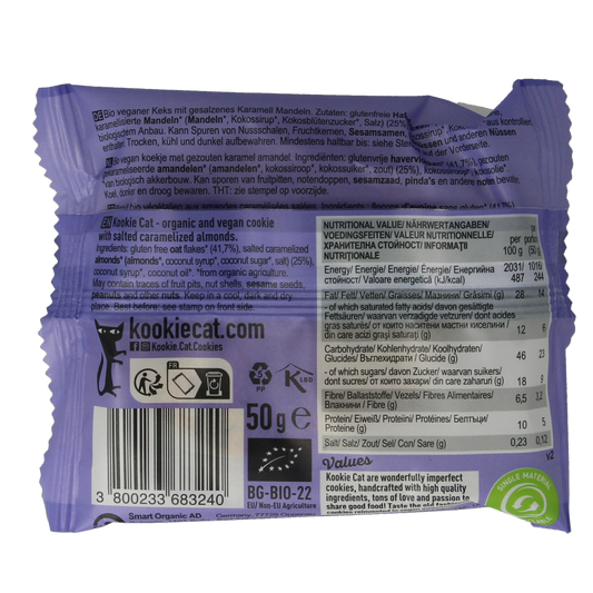 Kookie Cat Salted caramel & almonds bio 50.00 Gram