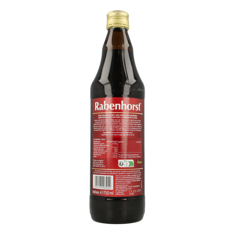 Rabenhorst Druivensap met ijzer 750 Milliliter