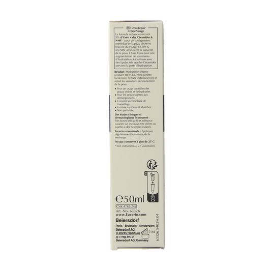 Eucerin Urearepair gezichtscreme 5% urea 50.00 Milliliter