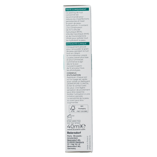 Eucerin Dermopure clinical peeling 10 reno nachtverzorging 40.00 Milliliter