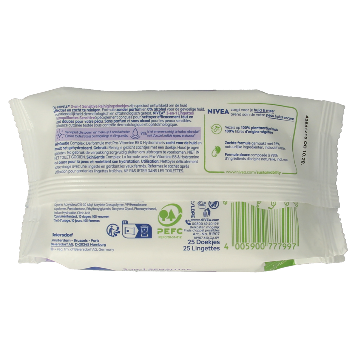 Nivea Sensitive reinigingsdoekjes 25.00 Stuks