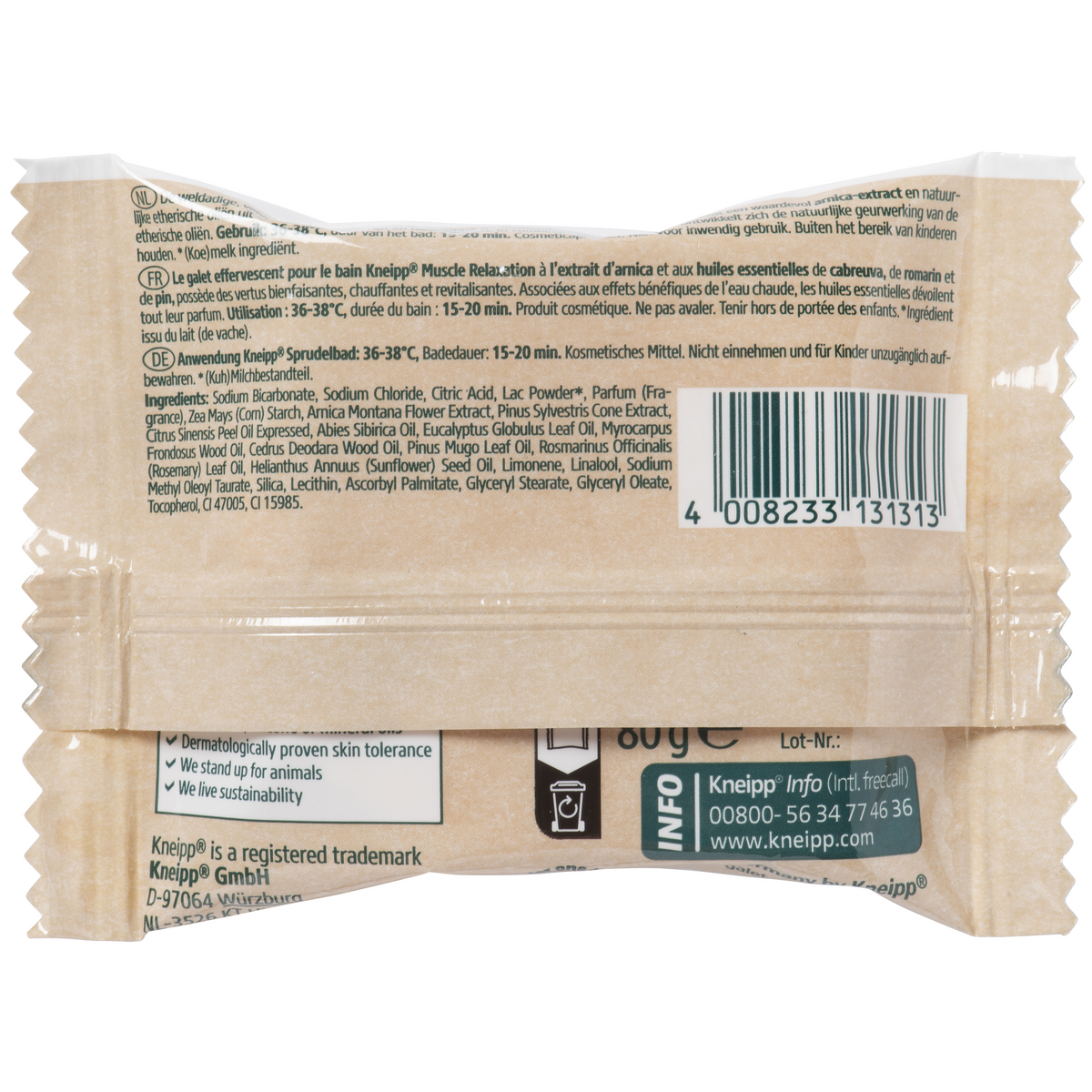 Kneipp Badbruistablet muclse relaxation arnica 80.00 Gram