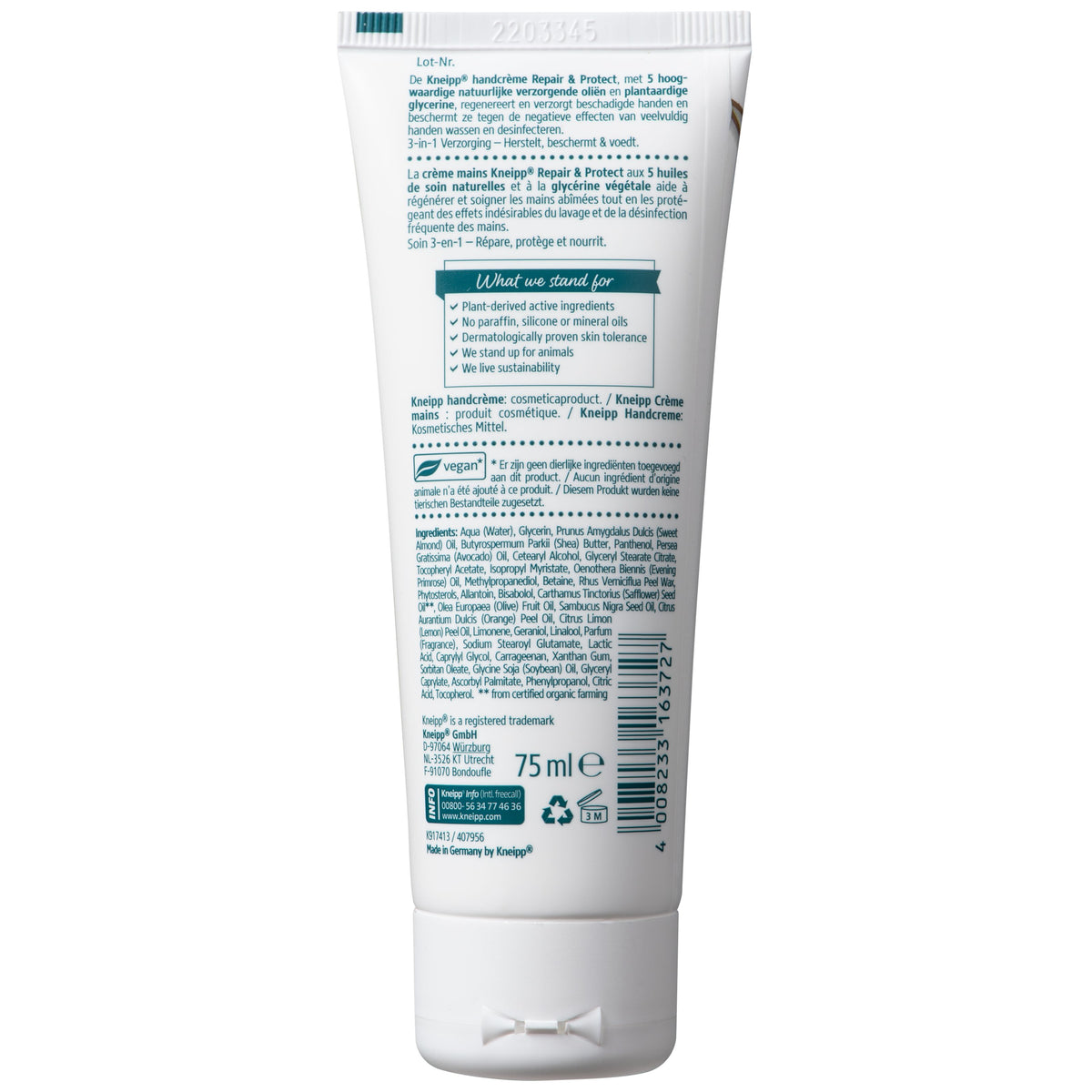 Kneipp Repair & protect hand cream 3-in-1 care 75 Milliliter