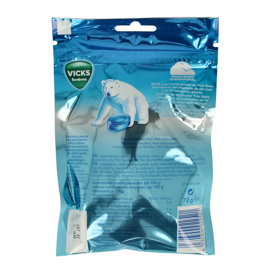Vicks Blue menthol suikervrij bag 72.00 Gram