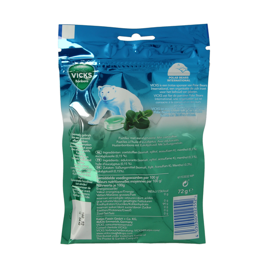 Vicks Ademvrij eucalyptus suikervrij bag 72.00 Gram