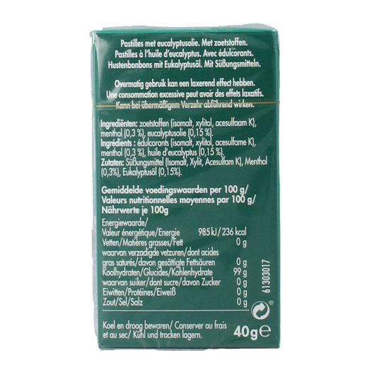 Vicks Ademvrij eucalyptus suikervrij 40.00 Gram