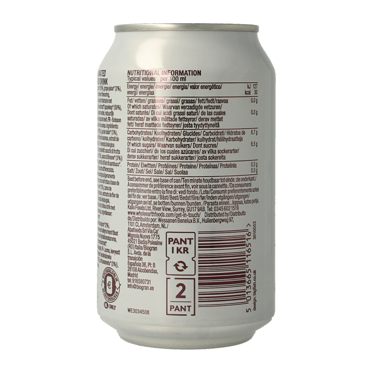 Whole Earth Sparkling elderflower bio 330.00 Milliliter