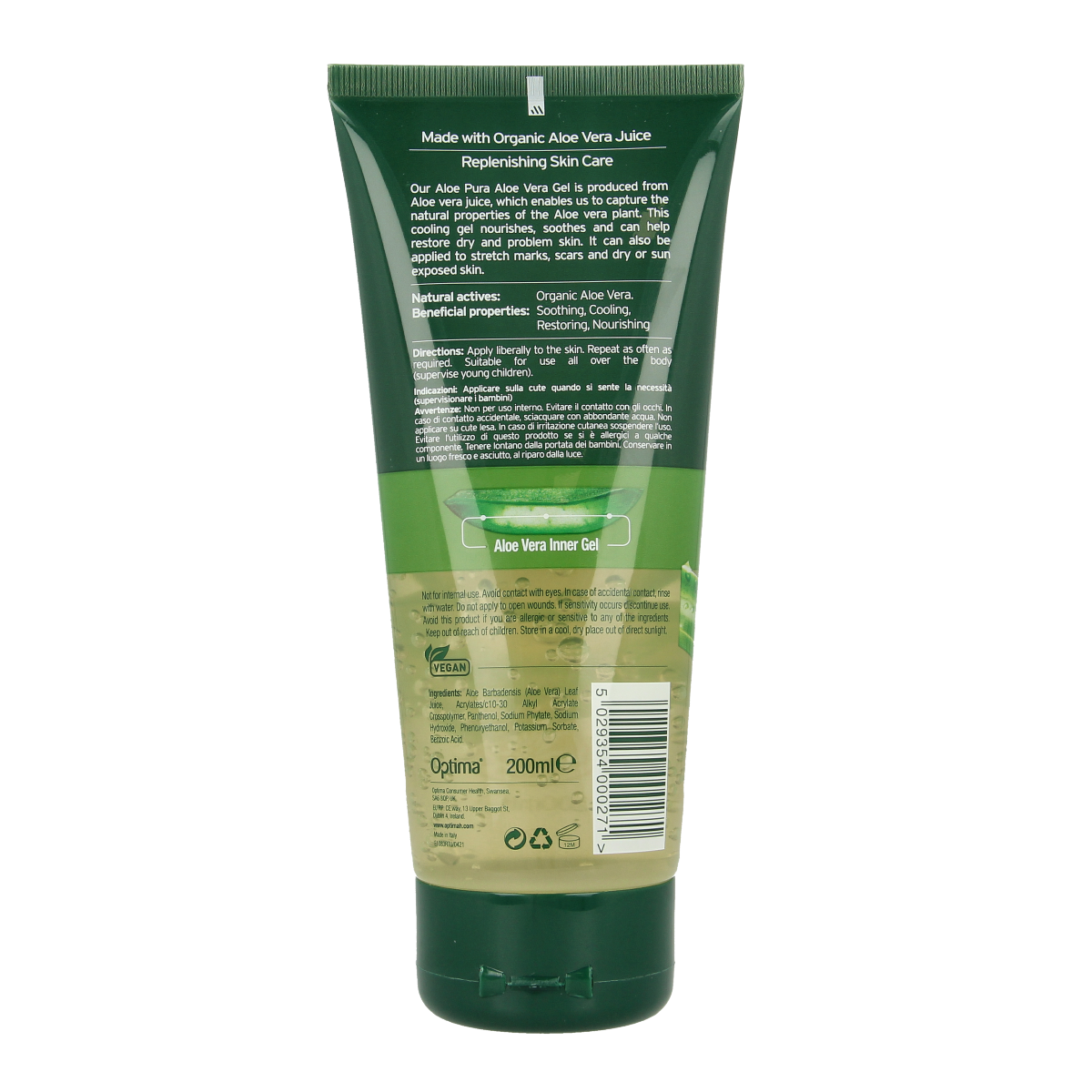 Optima Aloe pura aloe vera gel organic original 200.00 Milliliter