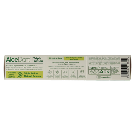 Optima Tandpasta aloe vera triple action fluor free 100.00 Milliliter
