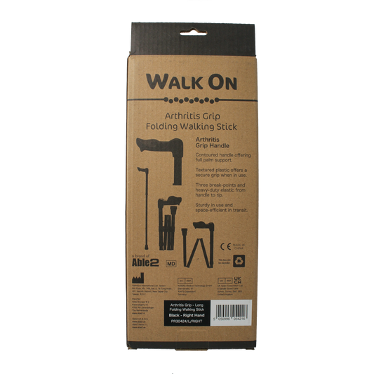 Able 2 Wandelstok anatomisch opvouw zwart mat rechts 1.00 Stuks
