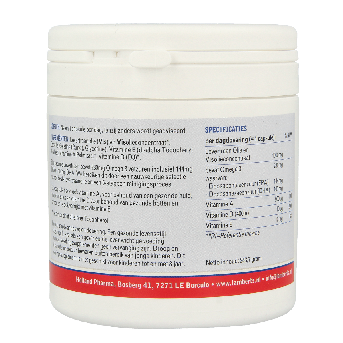 Lamberts Levertraanolie 1000mg 180.00 Capsules