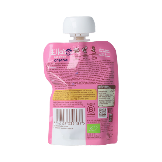 Ella's Kitchen Aardbei yoghurt griekse stijl 6+ maanden bio 90.00 Gram