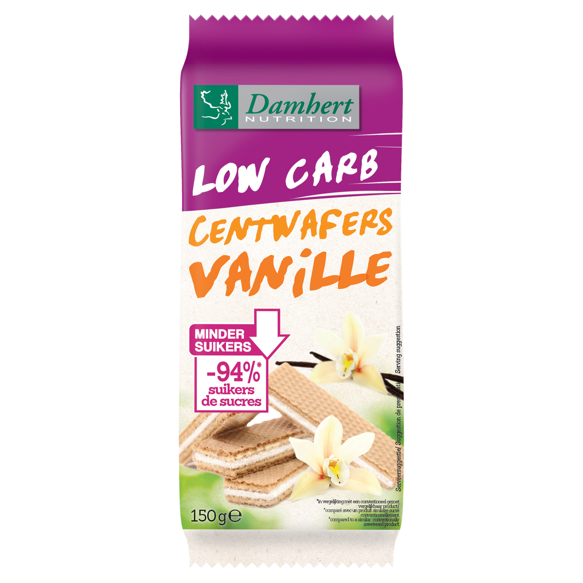 Damhert Centwafers vanille low carb 150 Gram