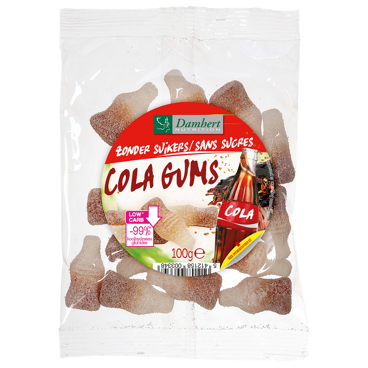 Damhert Colaflesjes zonder suikers 100 Gram