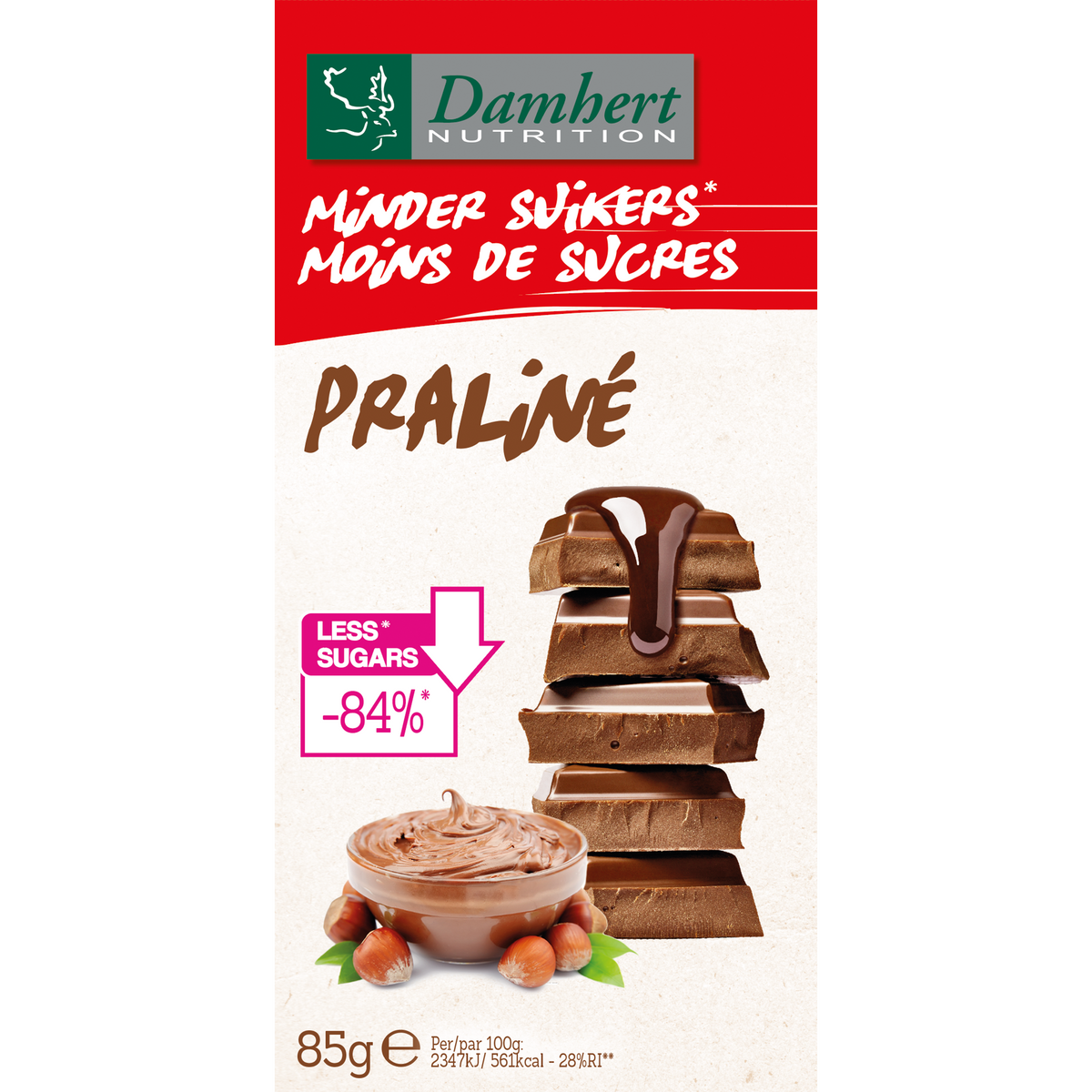 Damhert Chocoladetablet praline 85.00 Gram