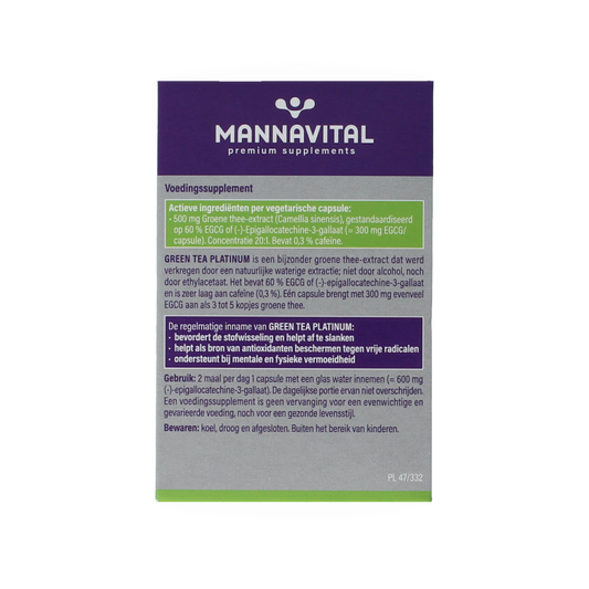 Mannavital Green tea platinum 60.00 Vegetarische capsules