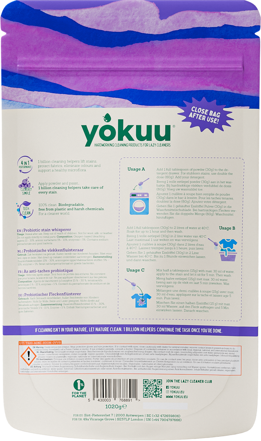Yokuu 4 in 1 probiotische vlekkenfluisteraar gekl was 1020.00 Gram