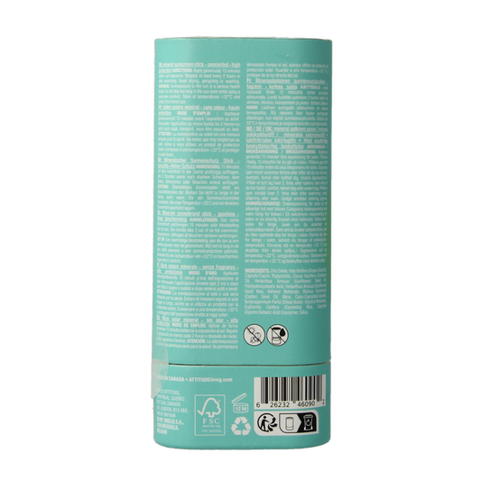 Attitude Sunly zonnebrandstick SPF30 parfumvrij 60.00 Gram