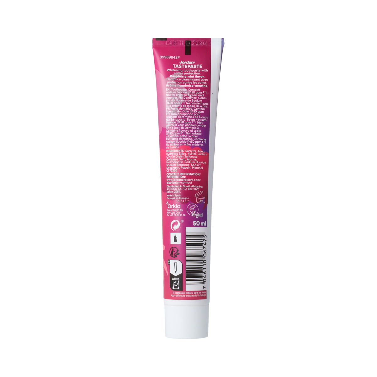 Jordan Tastepaste Raspberry Mint 50.00 Milliliter