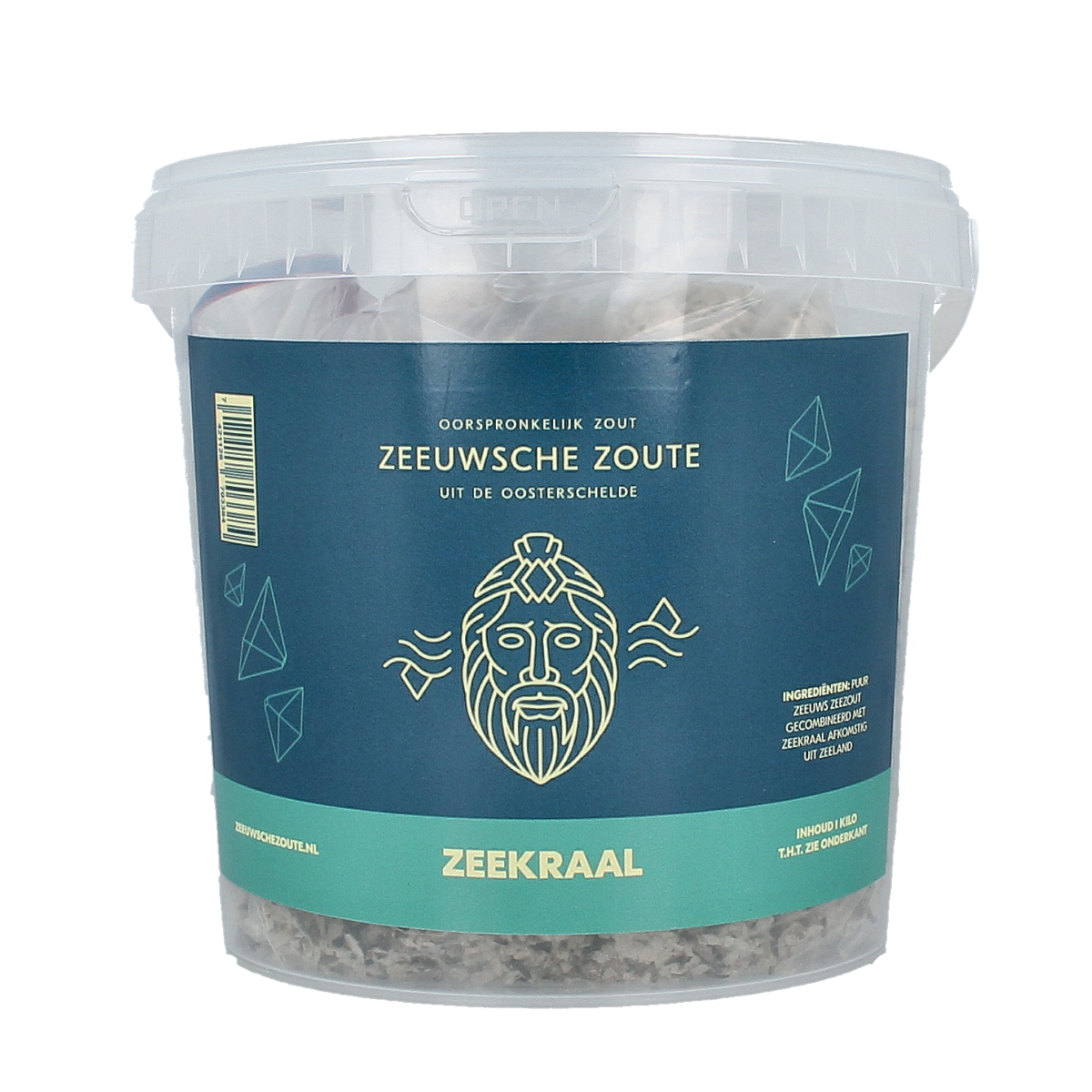 Zeeuwsche Zoute Zout met zeekraal in emmer 1.00 Kilogram