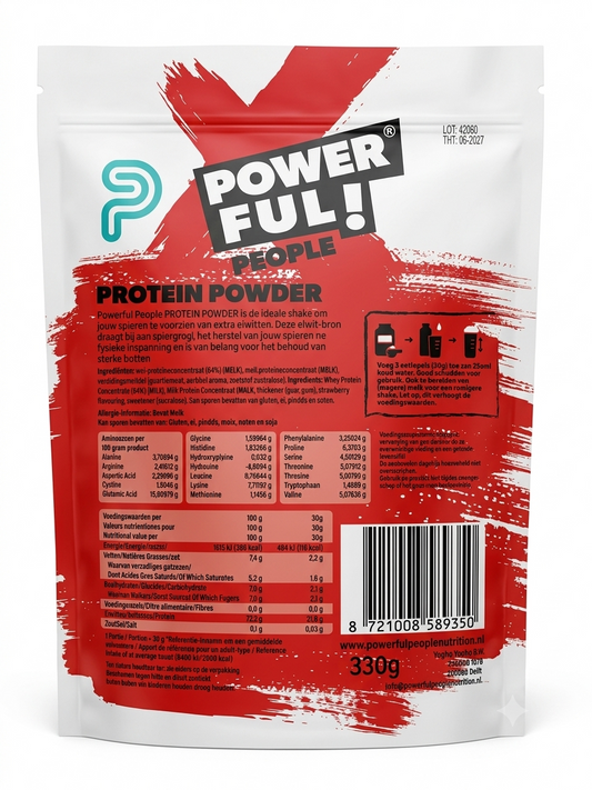 Powerful People Proteïnepoeder Aardbei 330.00 Gram