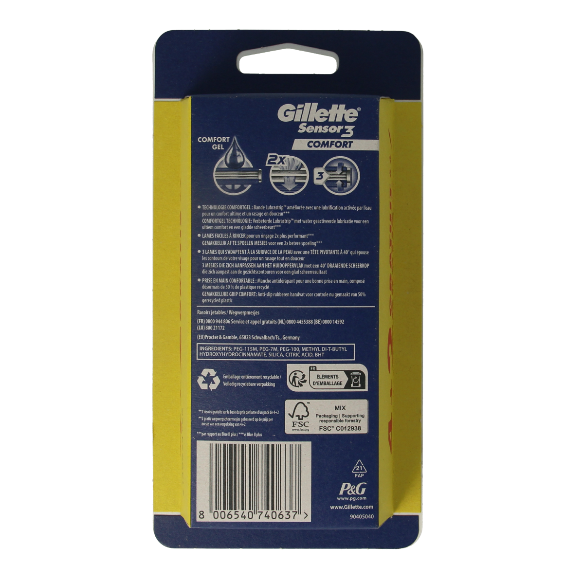 Gillette Sensor 3 comfort wegwerpmesjes 6.00 Stuks
