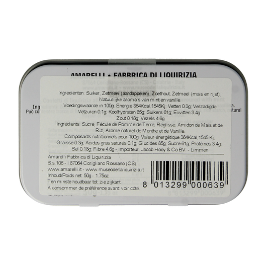 Amarelli Laurierdrop blikje pepermunt wit 50.00 Gram