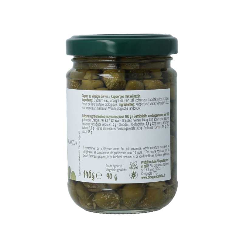 Bio Organica Kappertjes in azijn bio 140 Gram