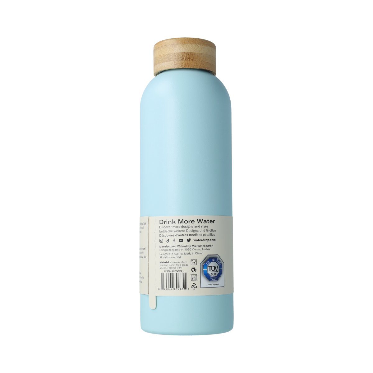 Waterdrop Roestvrijstalen drinkfles pastel turqu matt 600ml 1.00 Stuks