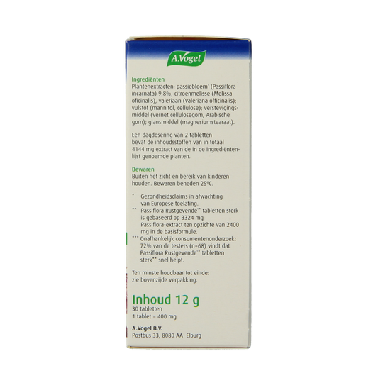 A Vogel Passiflora rustgevende tabletten sterk 30.00 Tabletten