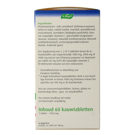 A Vogel Echinaforce kauwtablet sterk + vitamine C 60.00 Kauwtabletten