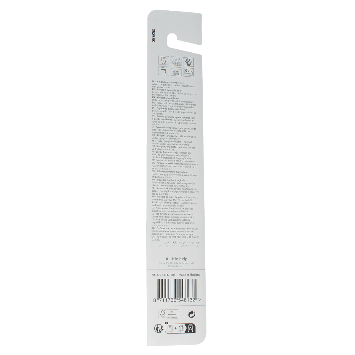 Difrax Vingertop tandenborstel 1.00 Stuks
