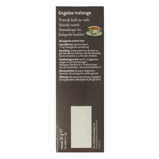 Piramide Engelse melange thee bio 20.00 Zakjes