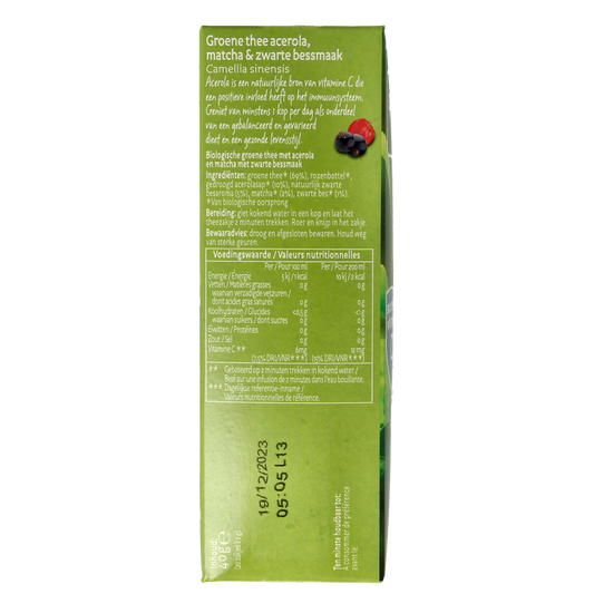 Piramide Immuun groene thee acerola matcha & zwarte bes bio 20.00 Zakjes