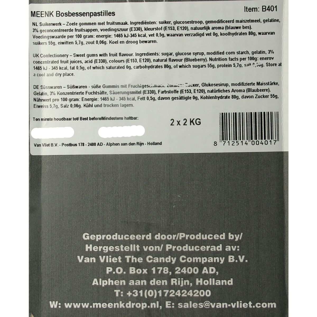 Meenk Bosbessen pastilles 4000.00 Gram
