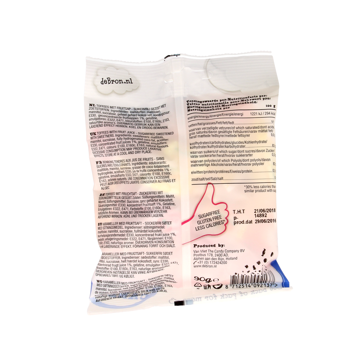 De Bron Fruit toffee suikervrij 90.00 Gram