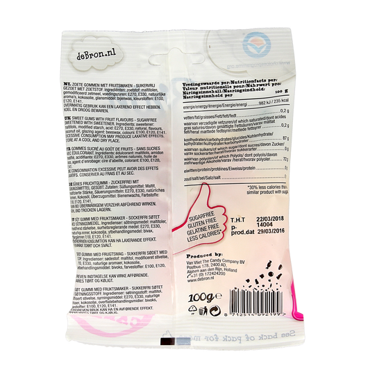 De Bron Winegums English suikervrij 100.00 Gram