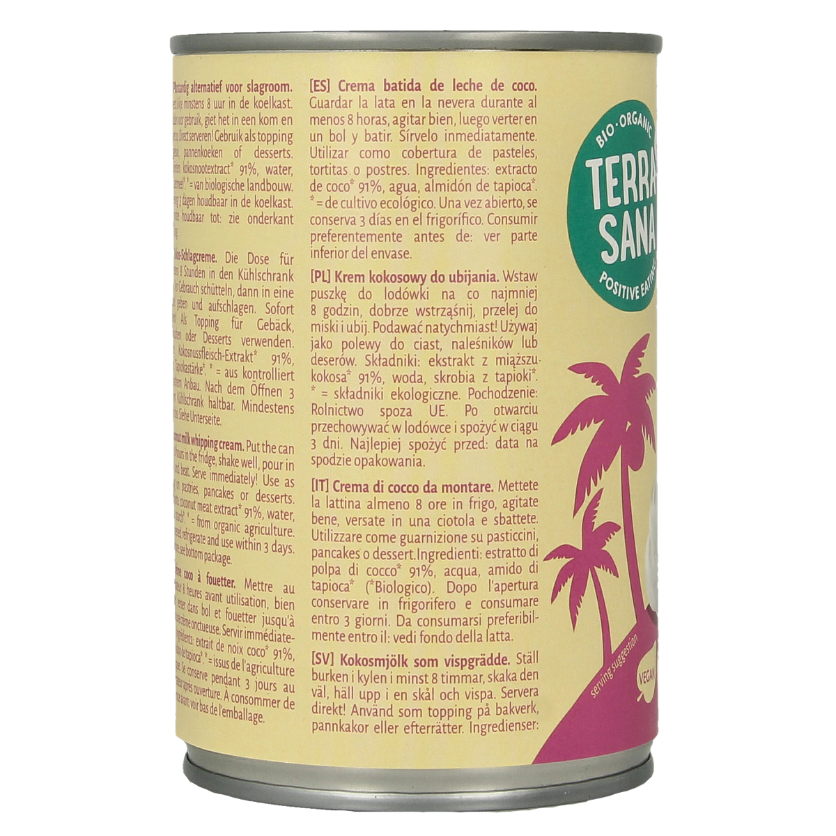 TerraSana Kokosmelk slagroom 30% vet bio 400.00 Milliliter