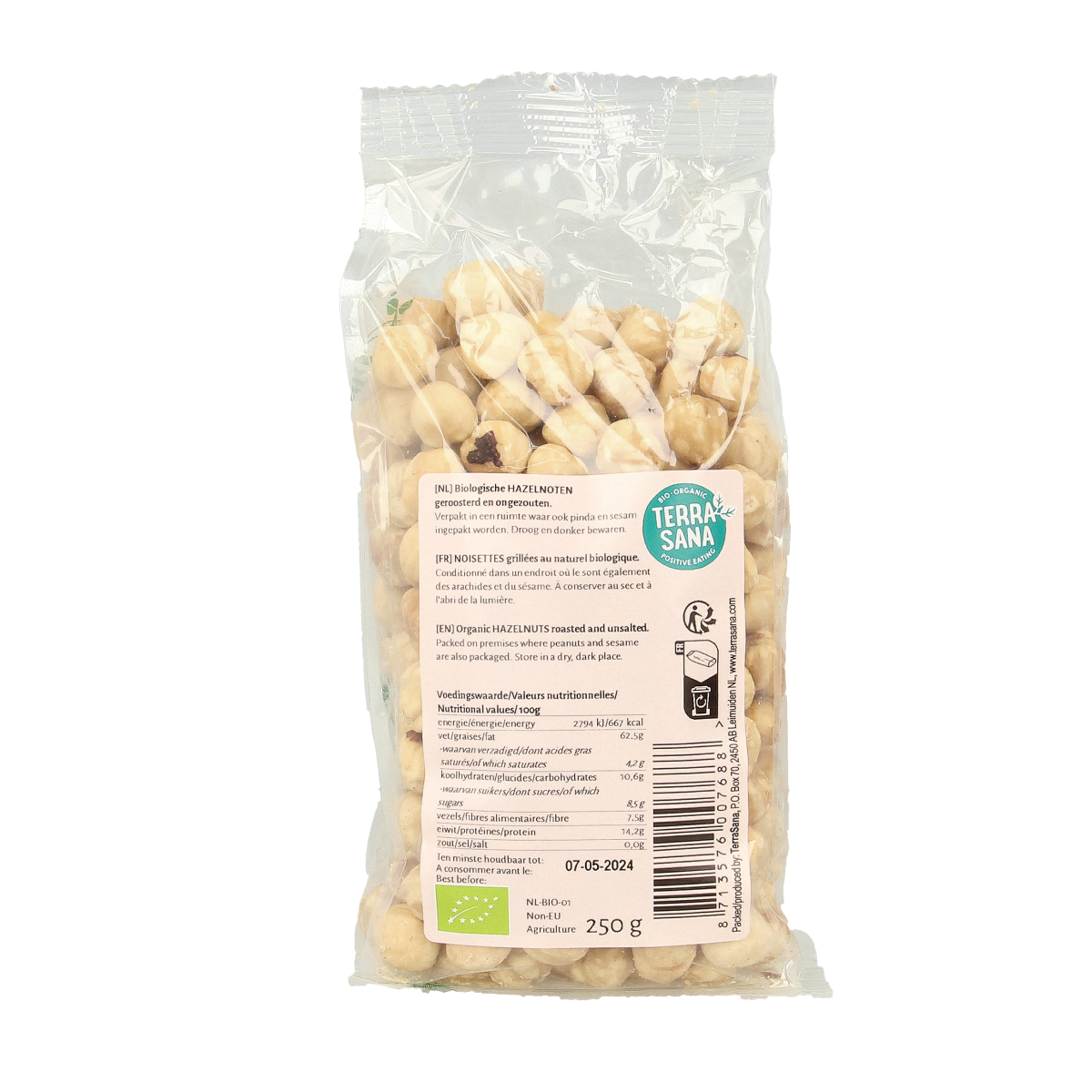 TerraSana Hazelnoten geroosterd bio 250.00 Gram