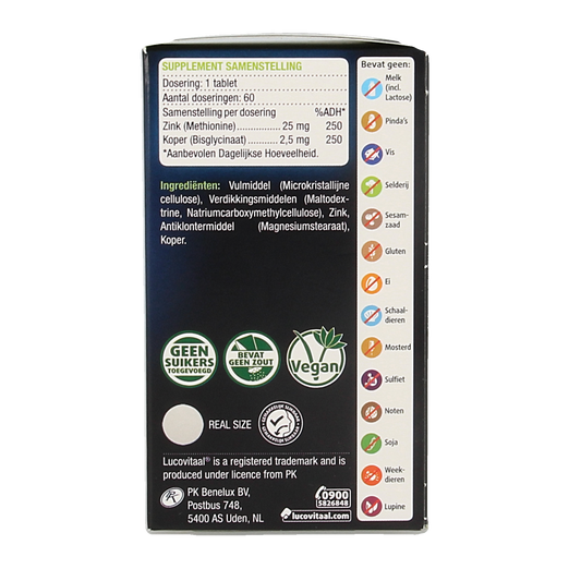 Lucovitaal Zink methionine & koper 60.00 Tabletten