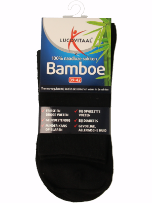 Lucovitaal Bamboe sok lang zwart maat 39-42 1 Paar