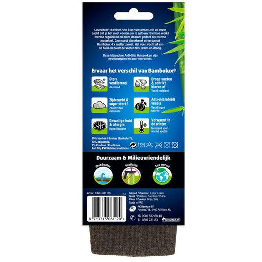 Lucovitaal Bamboe huissokken anti slip one size 1.00 Paar