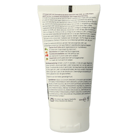 O' Zoleil Zonnebrandcreme gezicht SPF50 50.00 Milliliter