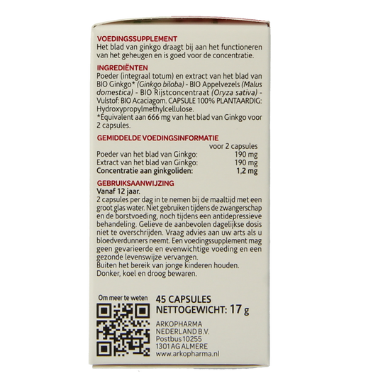 Arkocaps Ginkgo bio 45.00 Capsules