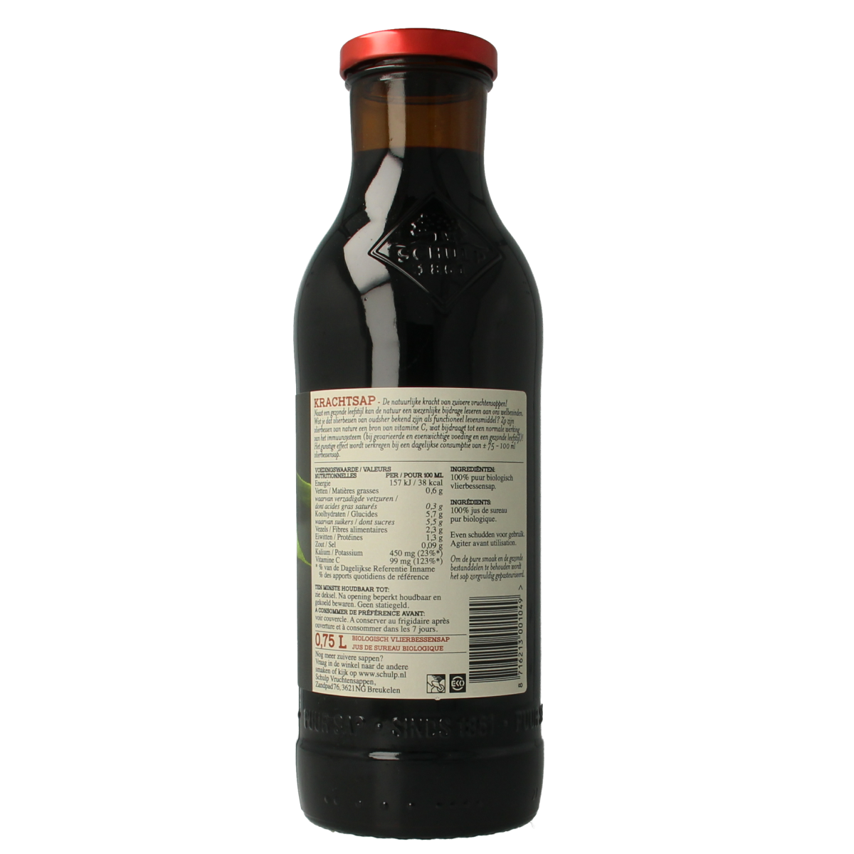Schulp Krachtsap vlierbessensap puur bio 750.00 Milliliter