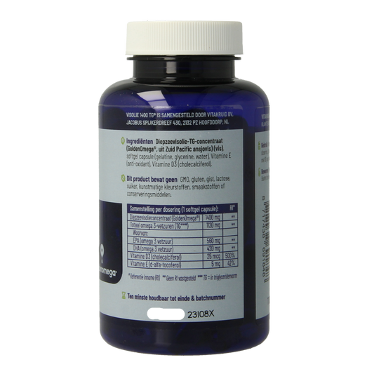 Vitakruid Visolie 1400 TG Triglyceriden met D3 60.00 Softgels